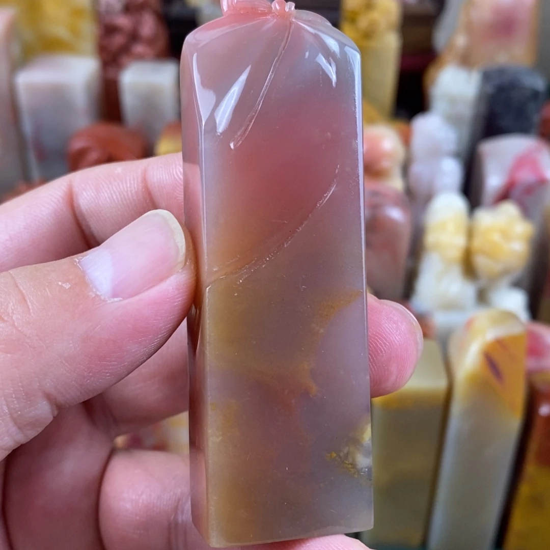 巴林石印石巴林石彩冻手工雕钮