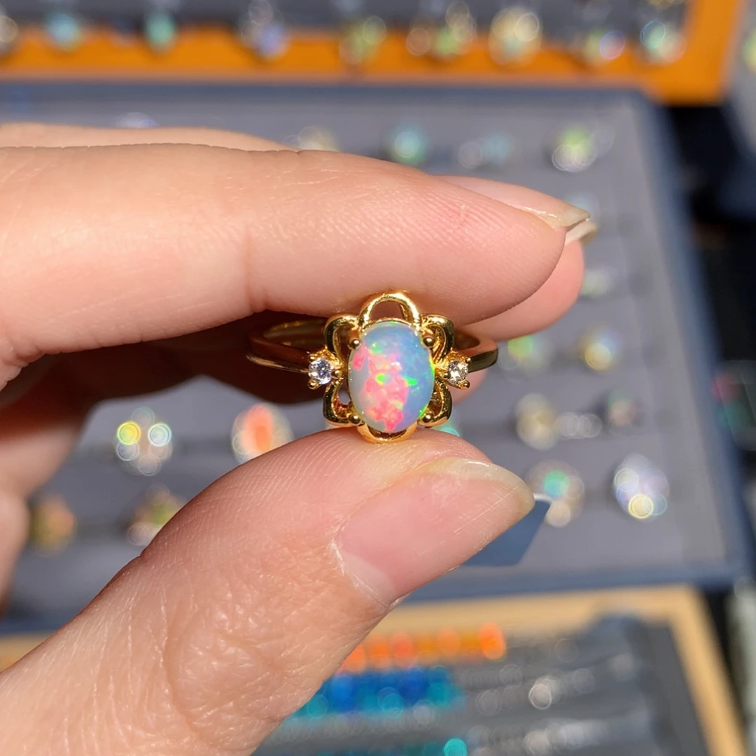 银S925镶嵌欧泊欧泊戒指y