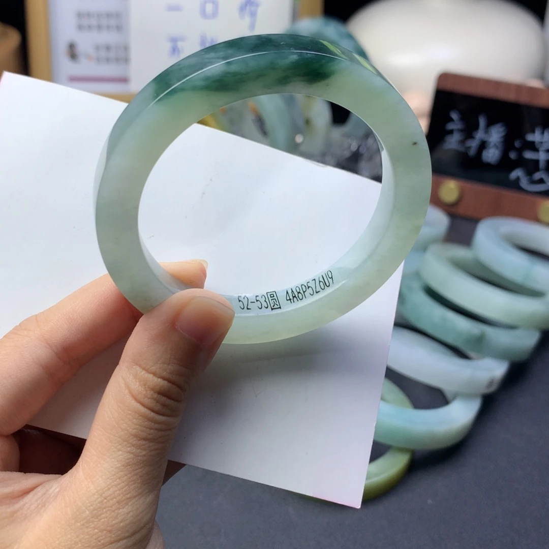 定制翡翠未镶嵌翡翠手镯52-53圆