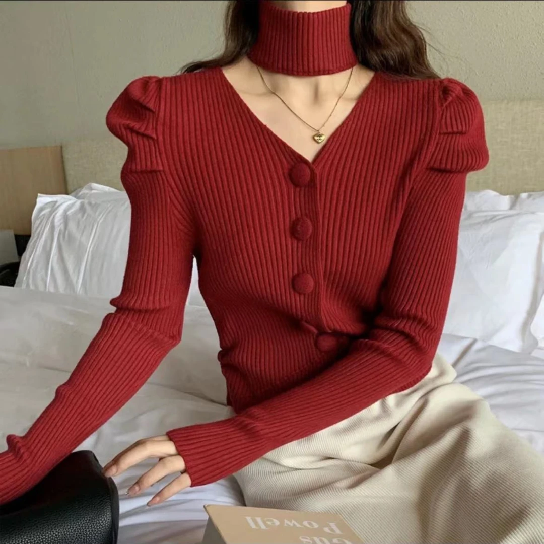 时尚针织衫2023秋冬新款洋气百搭显瘦修身女上衣女装1611衣长48