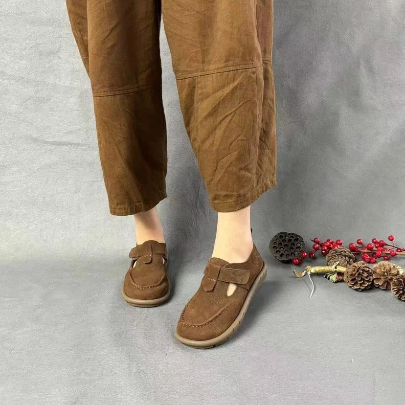 【半奏】春季新款复古休闲百搭柔软真皮浅口单鞋