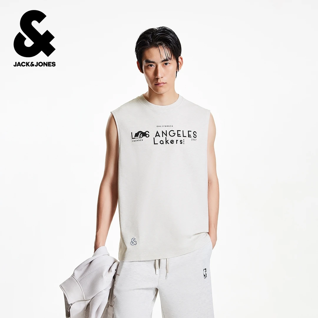 杰克琼斯NBA联名秋季男装背心肌理感字母胶印舒适百搭潮时尚短袖