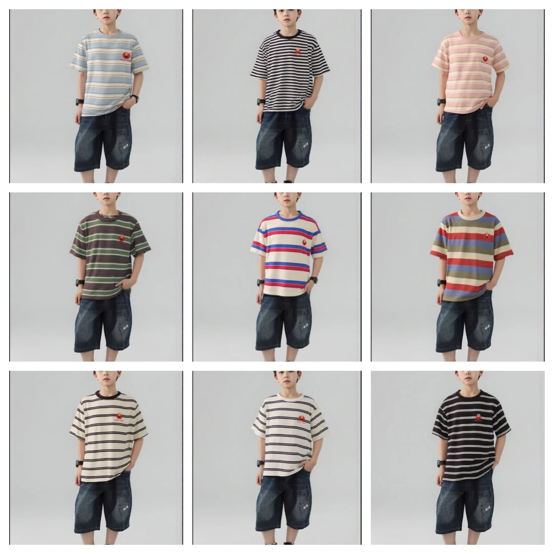 Q亲子中性短袖夏季男童休闲风T恤童装上衣女童