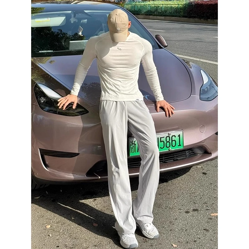 GTAL美式冰皮西裤lu感直筒百搭通勤薄款透气长裤纯色凉感休闲裤