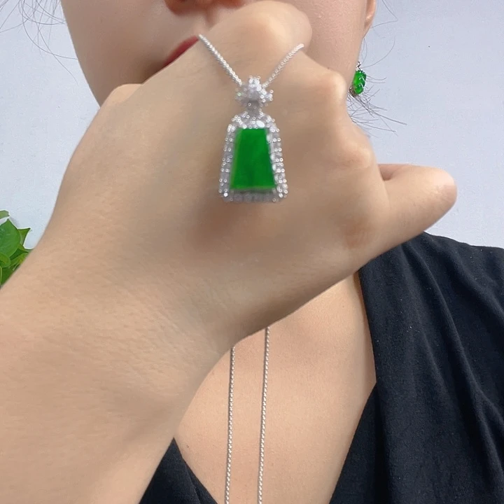 翡翠银S925镶嵌吊坠(不含链)
