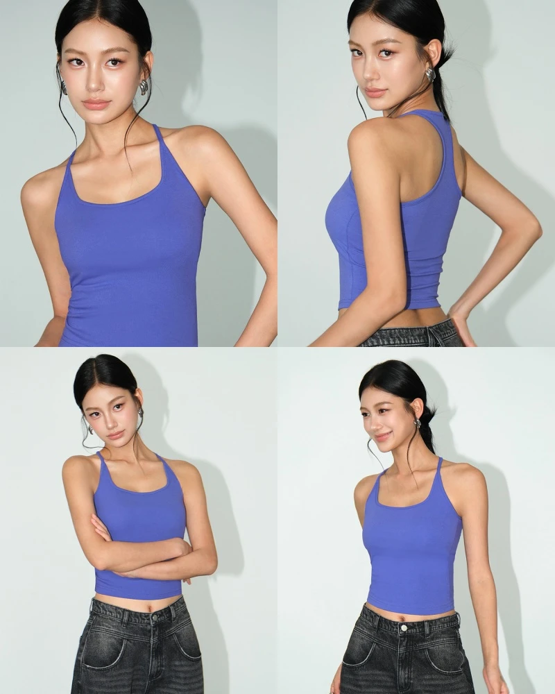 韩国一体胸垫健身聚拢防震细带瑜伽背心女外穿时尚美背跑步文胸