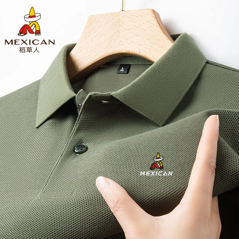 Mexican/稻草人男士短袖t恤polo衫夏季翻领半袖纯色休闲体恤男装