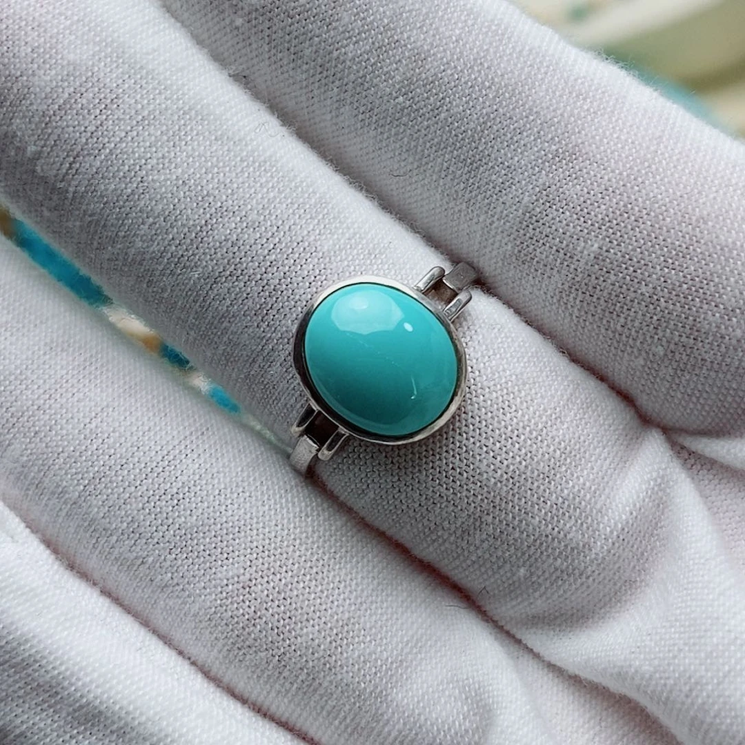 绿松石银S925镶嵌戒指