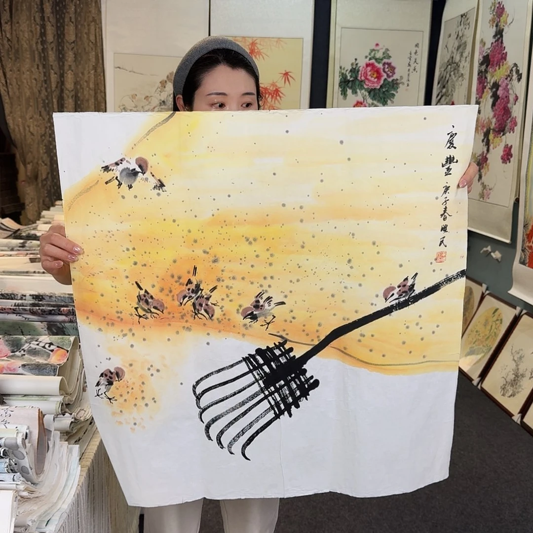 纯手绘国画作品好看斗方