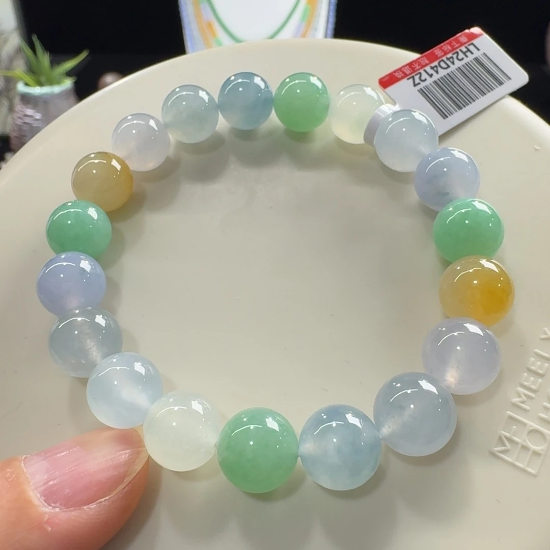 翡翠未镶嵌手链冰胶马卡龙多宝单圈10mm