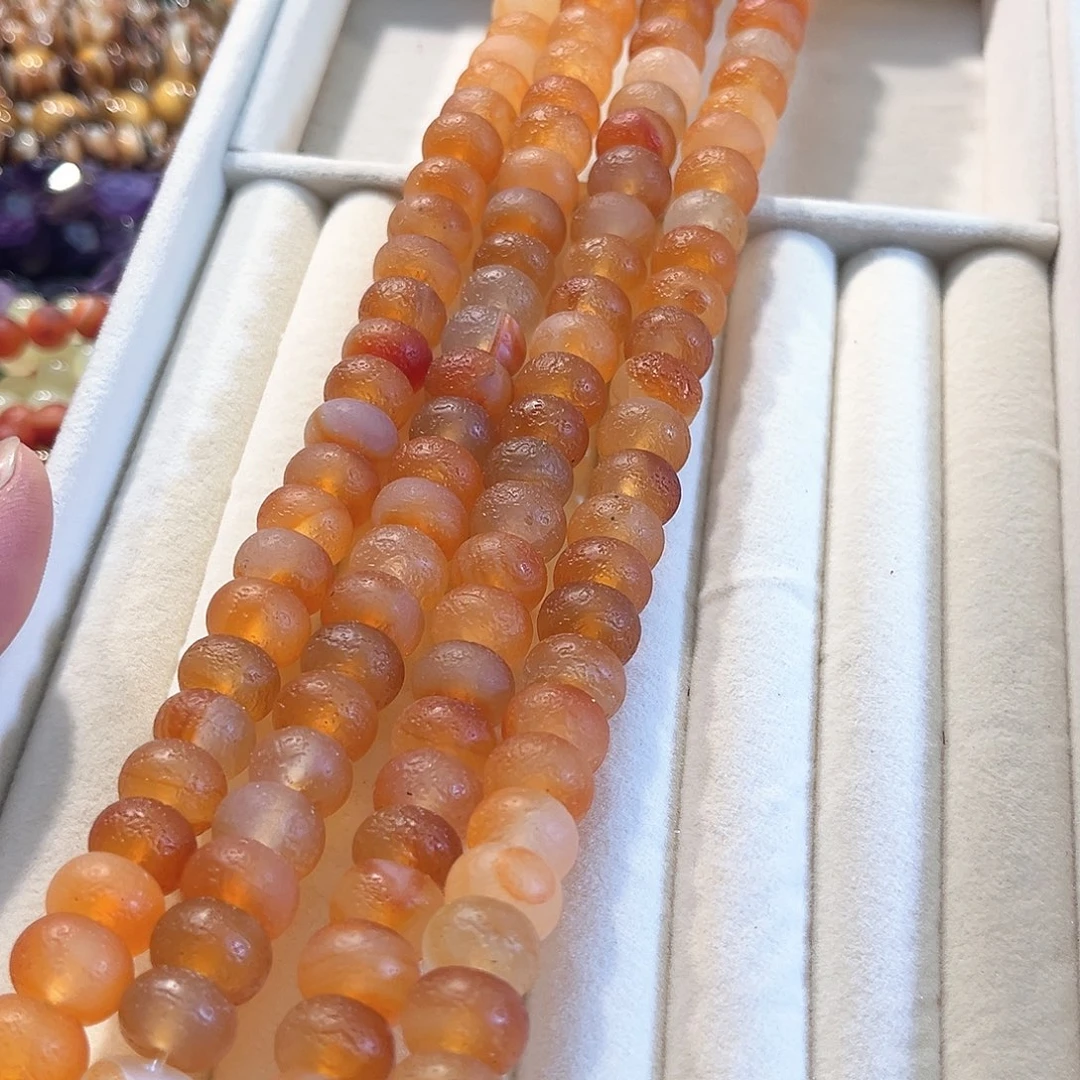 玛瑙/玉髓合金珠宝半成品橘皮玛瑙算盘一条12mm