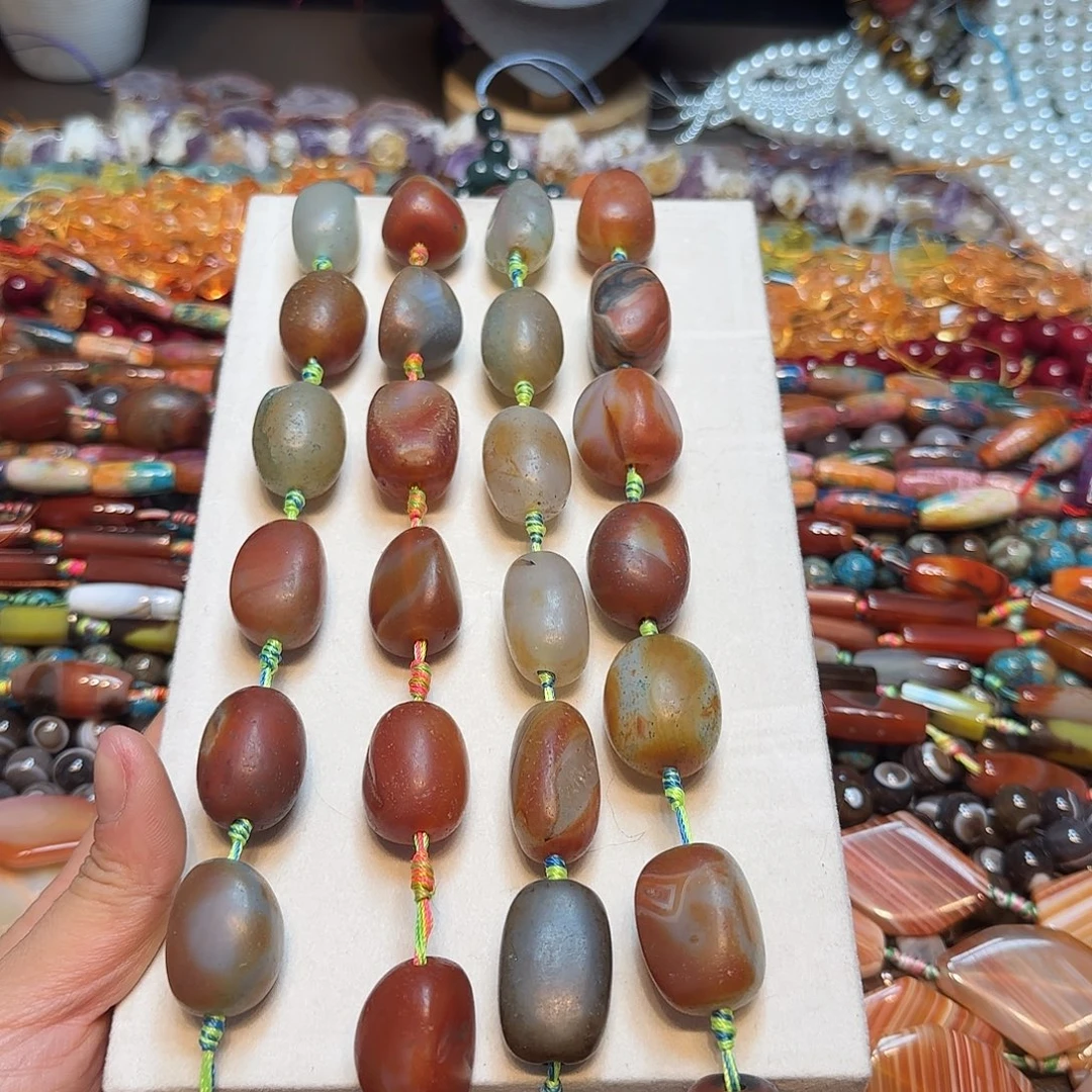 玛瑙/玉髓合金珠宝半成品大疙瘩橘皮磨砂一条