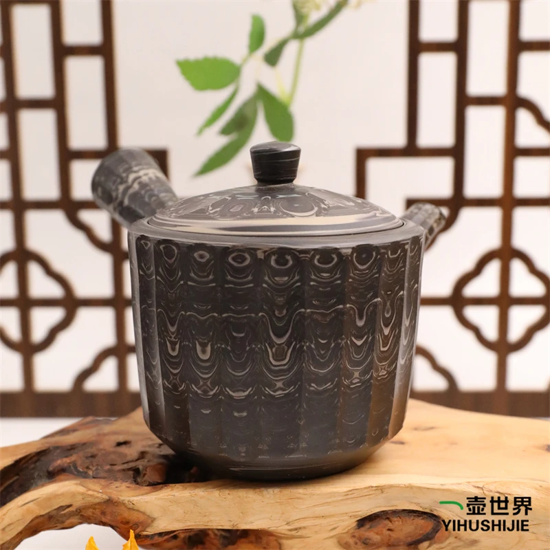 常滑烧手工日式紫砂侧把纯手工复古陶茶壶紫砂壶白山绞泥切270ml