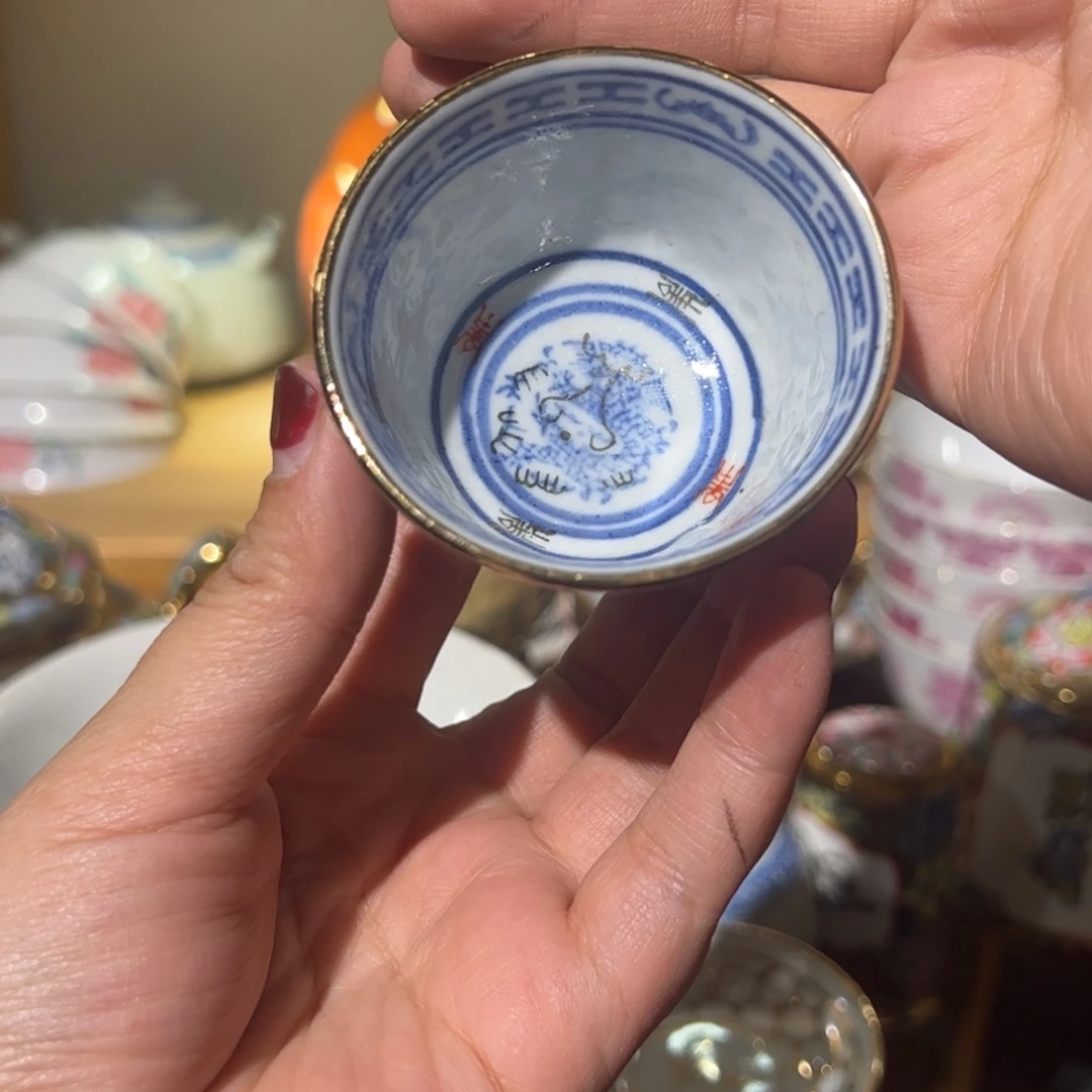 瓷片3刚杯加彩龙心40cc