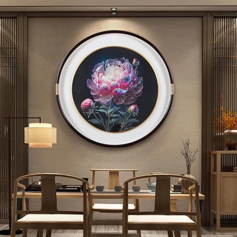 铜雕画《富贵牡丹》客厅餐厅书房茶室卧室装饰画铜版画挂画开业乔迁