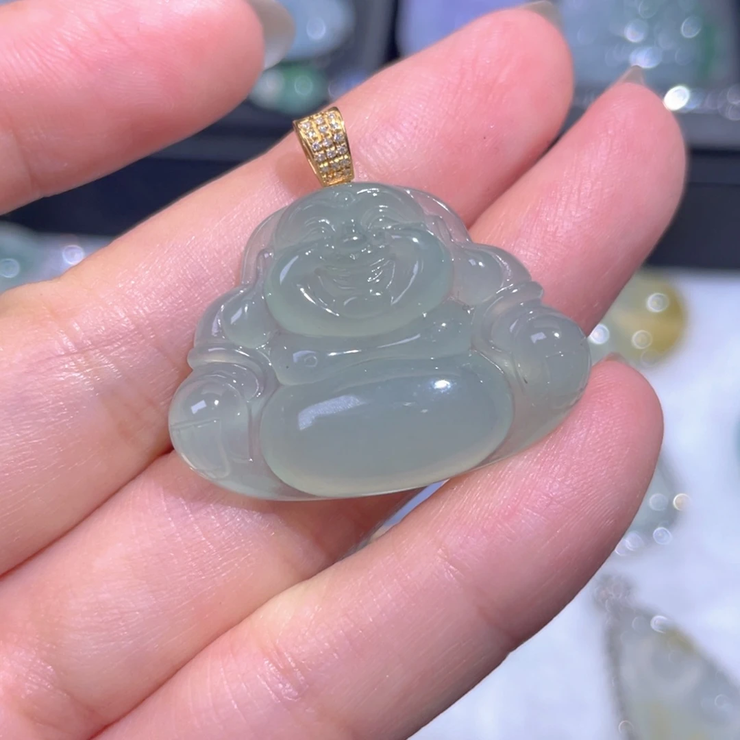 颈饰18K金镶嵌翡翠翡翠