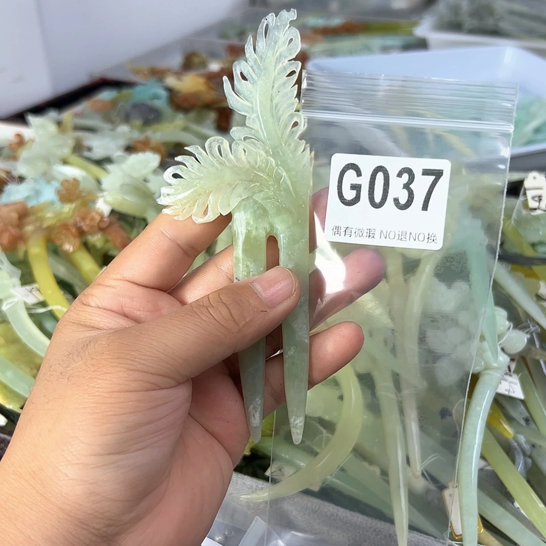 合金蛇纹石玉发饰小***啊