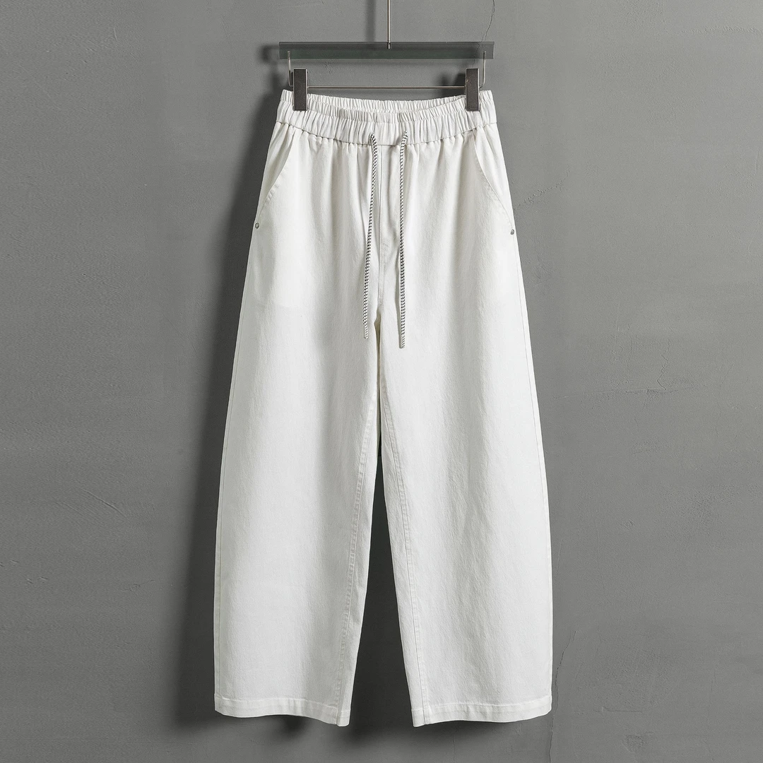 夏季气质天丝休闲窄版裤纯色阔腿裤2507白色裤子