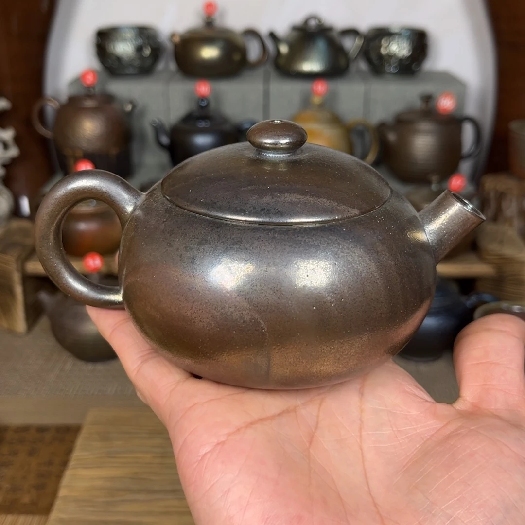 壶紫泥柴烧火彩壶大炮嘴260cc