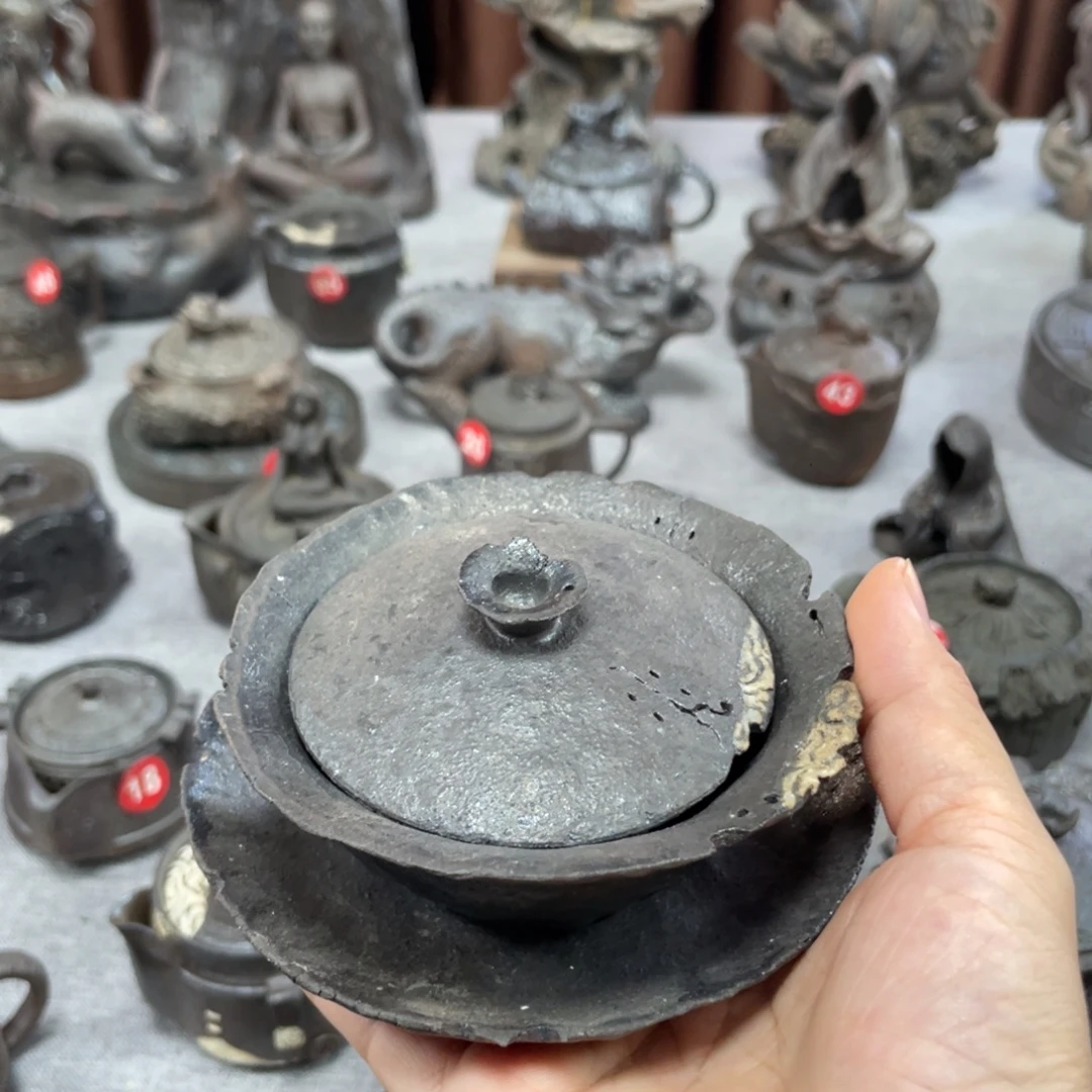盖碗全手捏柴烧茶器