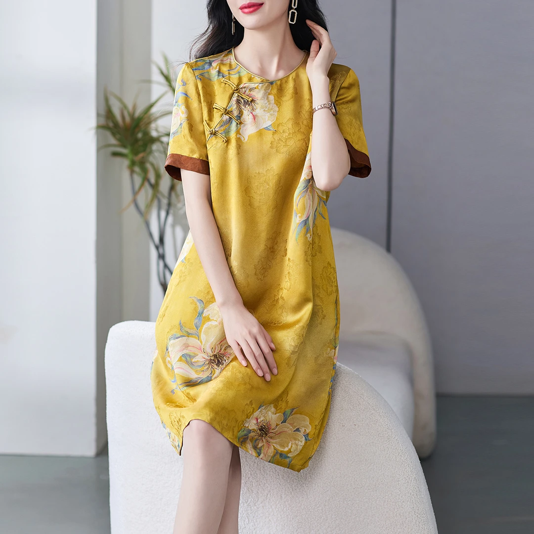 562 日常可穿素雅改良高端旗袍女夏新小个子减龄气场强大连衣裙