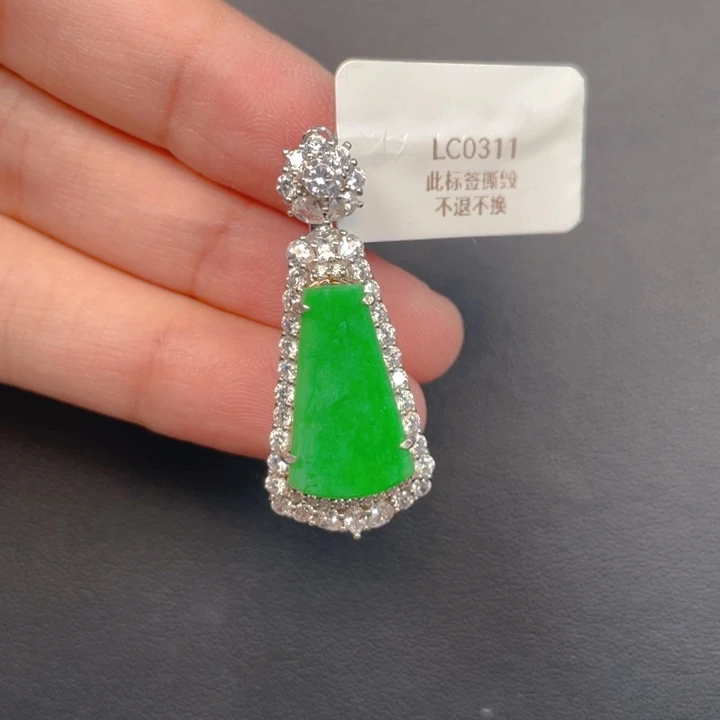 翡翠银S925镶嵌吊坠(不含链)