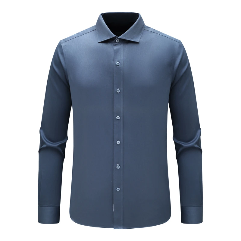 F3542恺春秋男式长袖衬衫 棉百搭商务休闲上衣免烫 蓝色