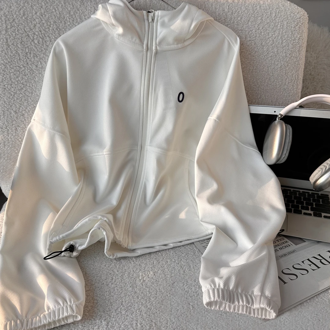 华夫格气质连帽卫衣！女士休闲拉链长袖宽松上衣1105