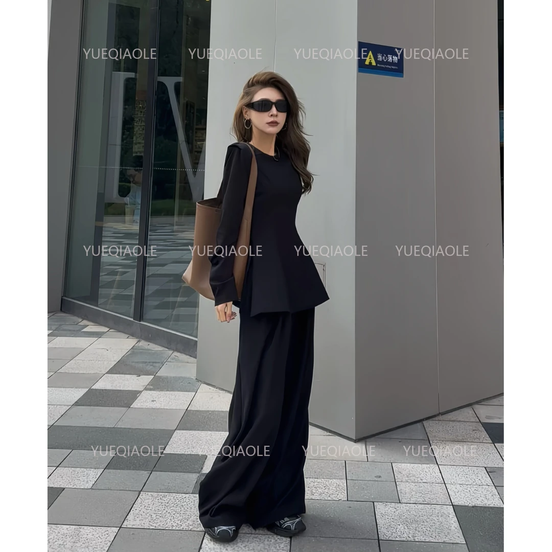 高级感气质套装女2025年秋季新款时尚设计感上衣阔腿裤气质两件套