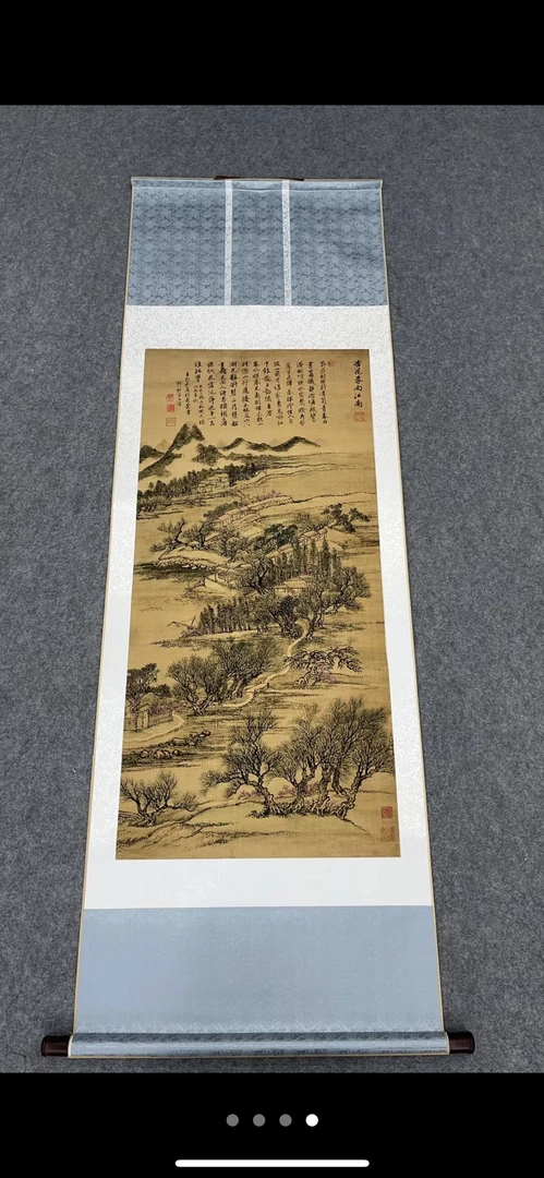 190*60 清代 王翬《杏花春雨江南》博物馆级高清复刻 软装挂画