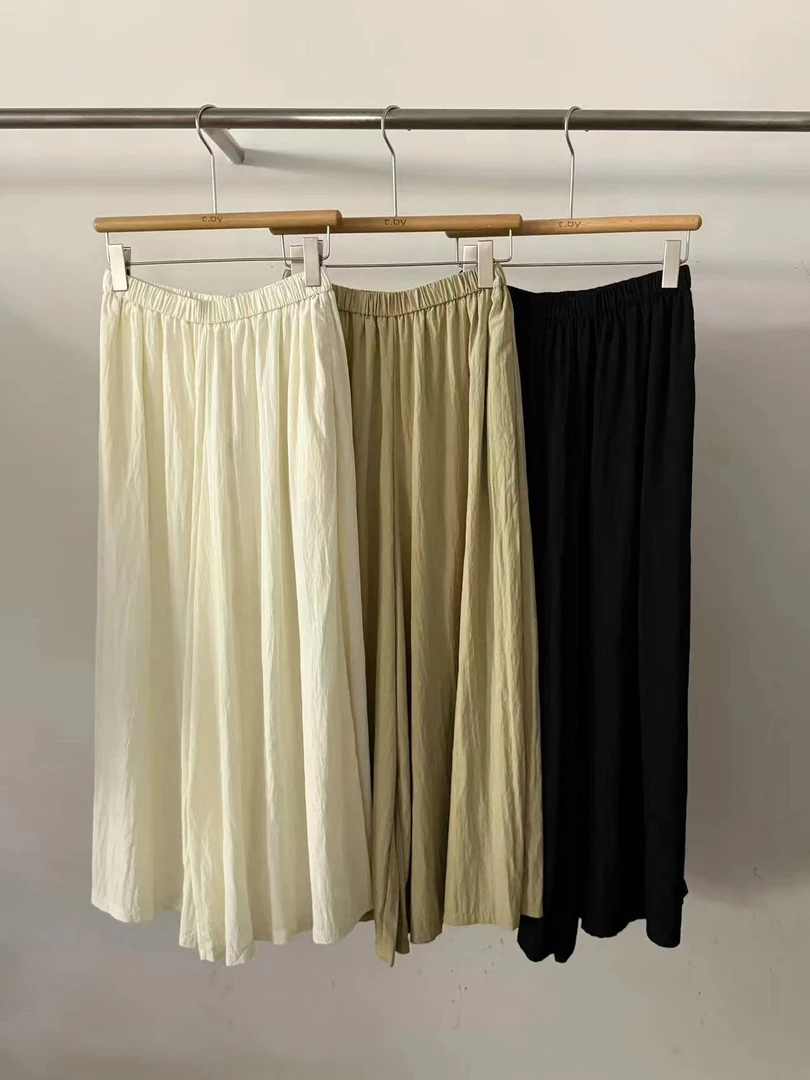 5298 新中式肌理抓褶裙裤