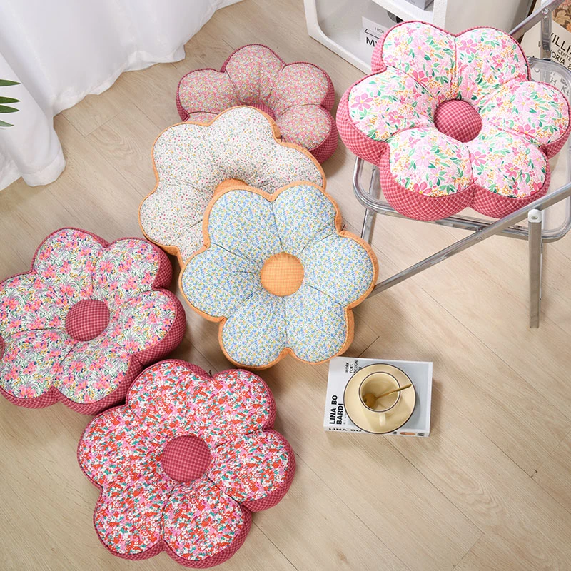 韩式梅花垫抱枕坐垫花朵垫可爱纯棉布艺软装飘窗卧室汽车靠枕