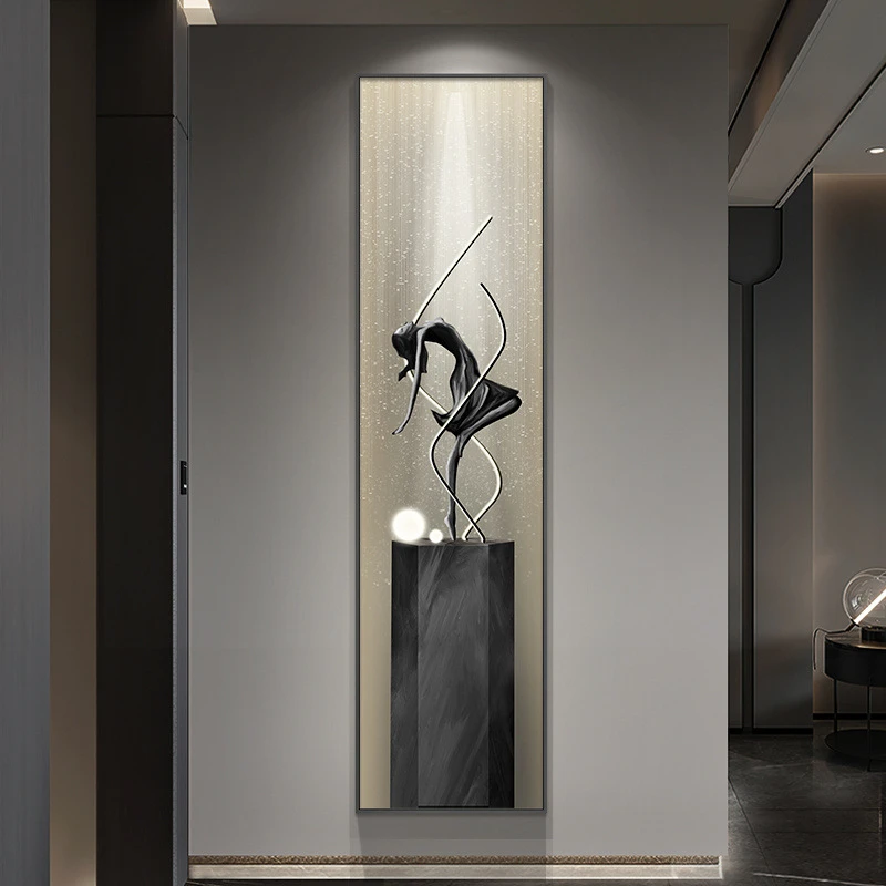 高级感现代轻奢玄关装饰画抽象艺术样板间入户挂画走廊过道壁画