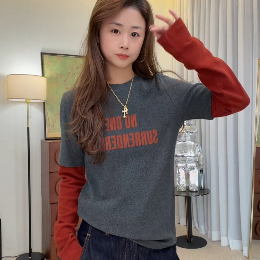 “波塔少女”T恤 2025新款秋款显瘦老钱风优雅上衣