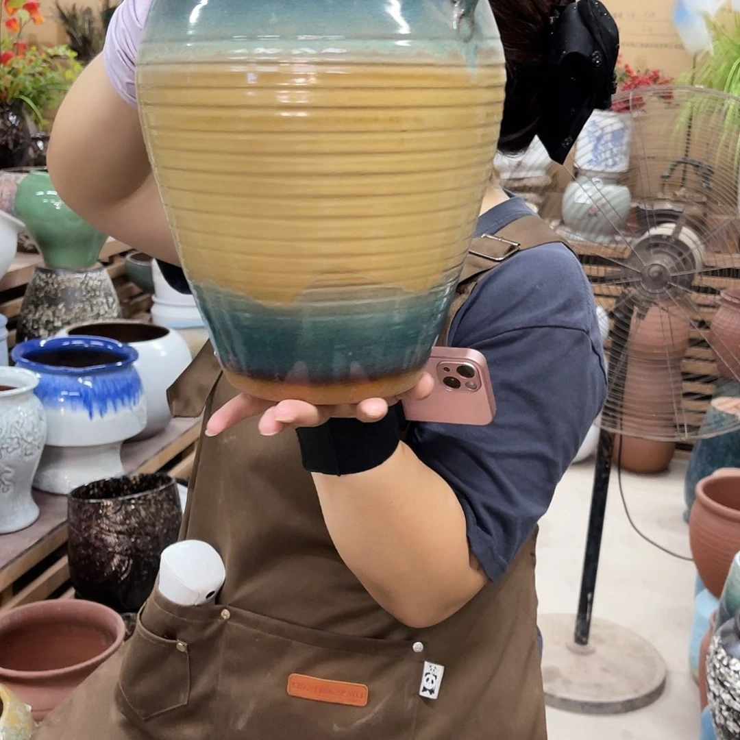 紫砂花盆高度28口径20厘米