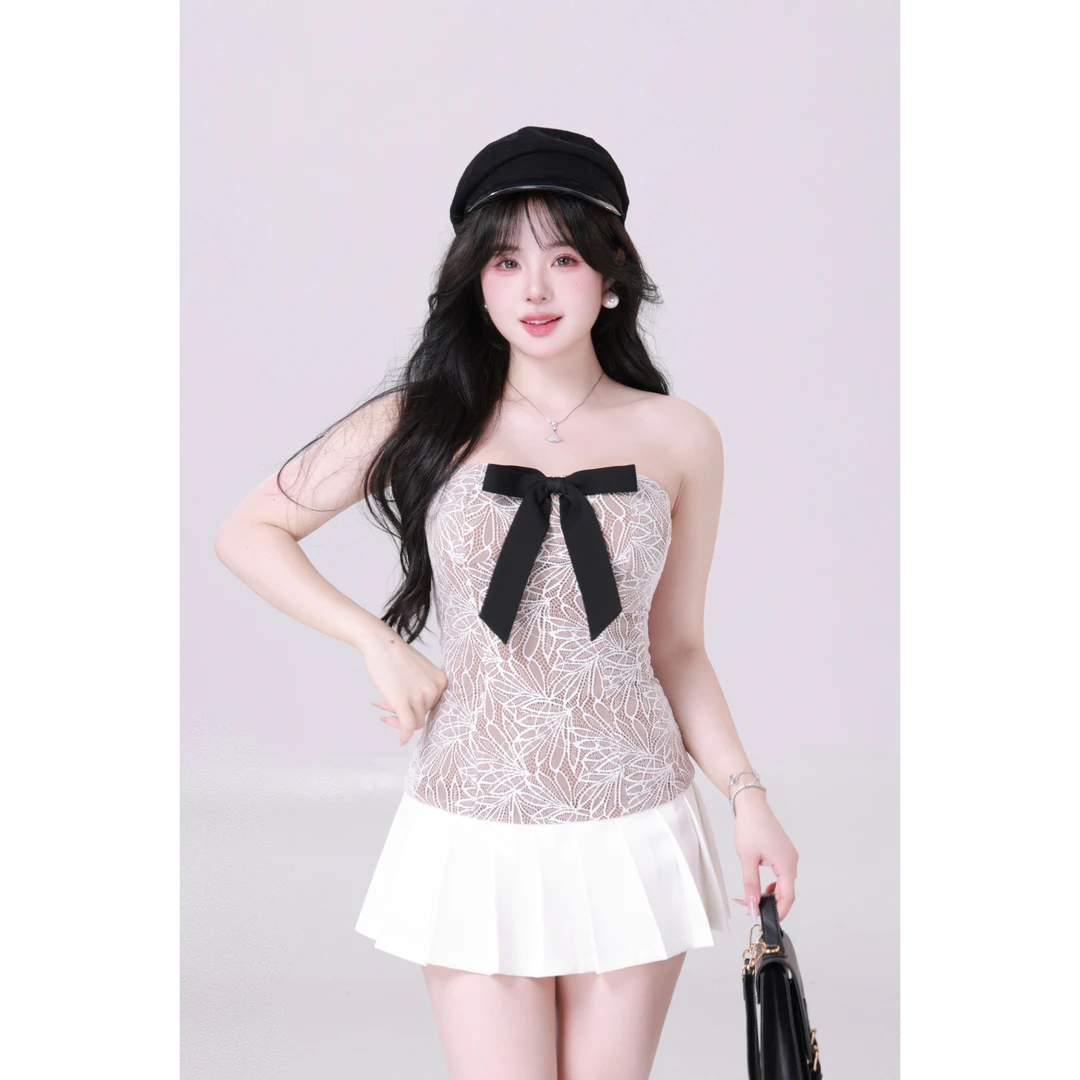 MengFairy清清【公主日记】纯欲气质短款抹胸修身连衣裙3340M