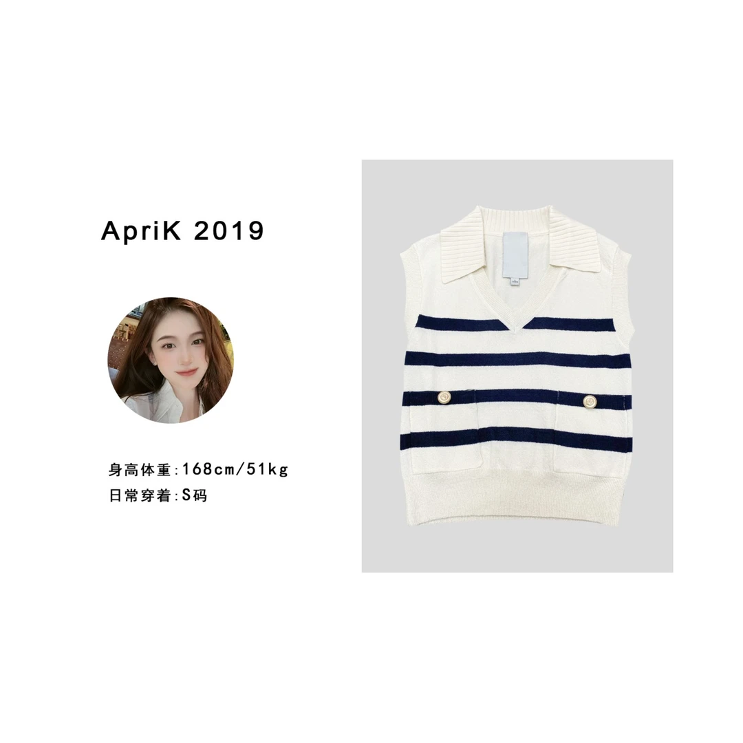 TYAL010无袖翻领条纹针织衫