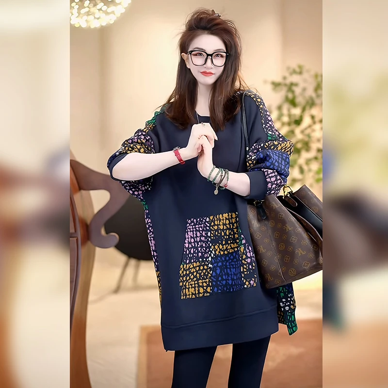 【Linda姐高端线】秋冬新款时尚复古气质印花圆领卫衣AA5SWY0174