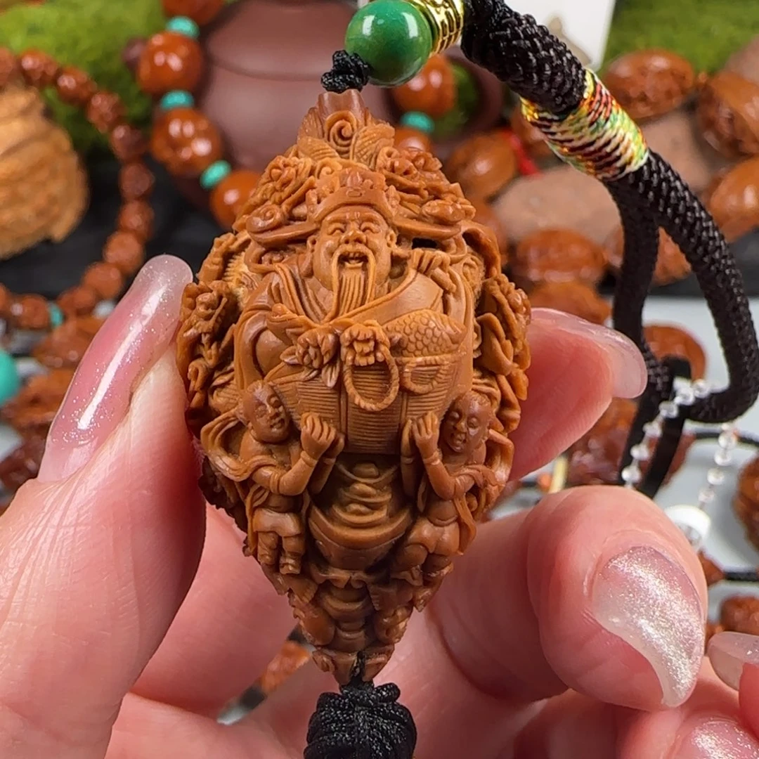 橄榄核手串/手链九龙财神单籽