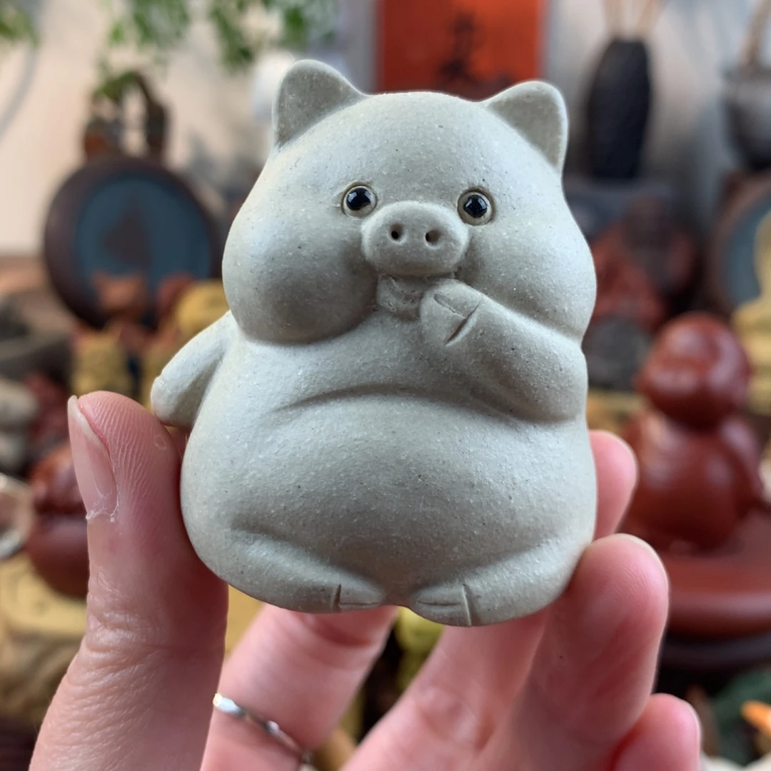 紫砂茶宠捂嘴发财猪清货价