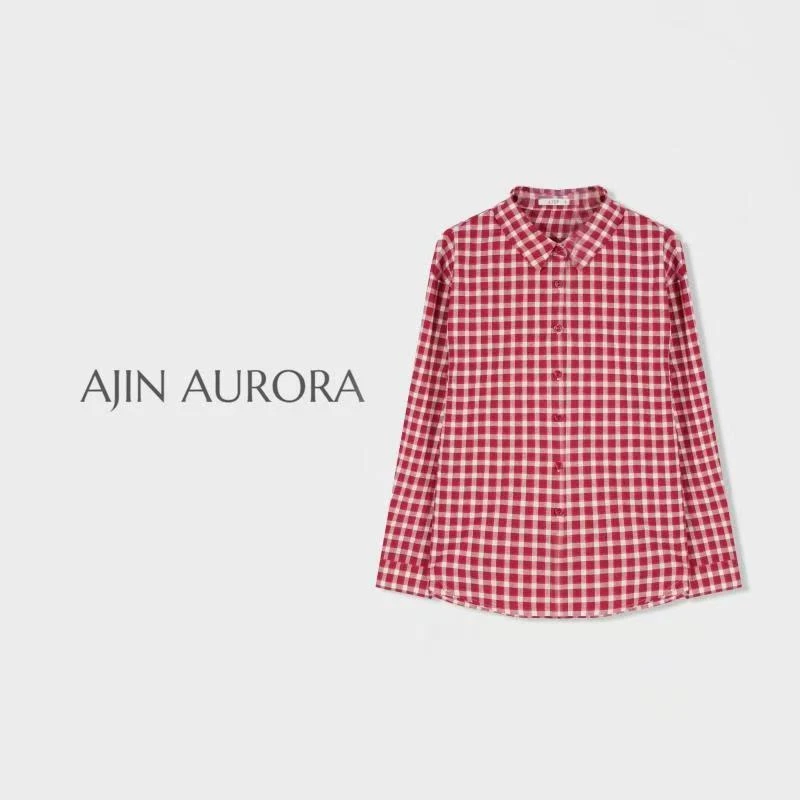 【复古港风】新款复古风百搭宽松格纹女士长袖衬衫-A7