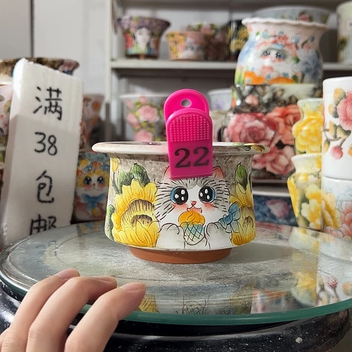 景德镇手绘花盆幸运花盆