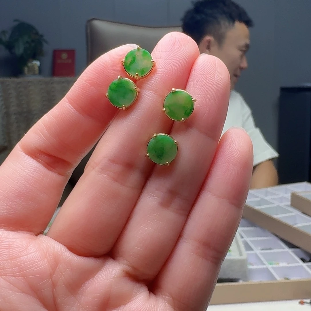 翡翠银S925镶嵌耳饰多样性发货其一