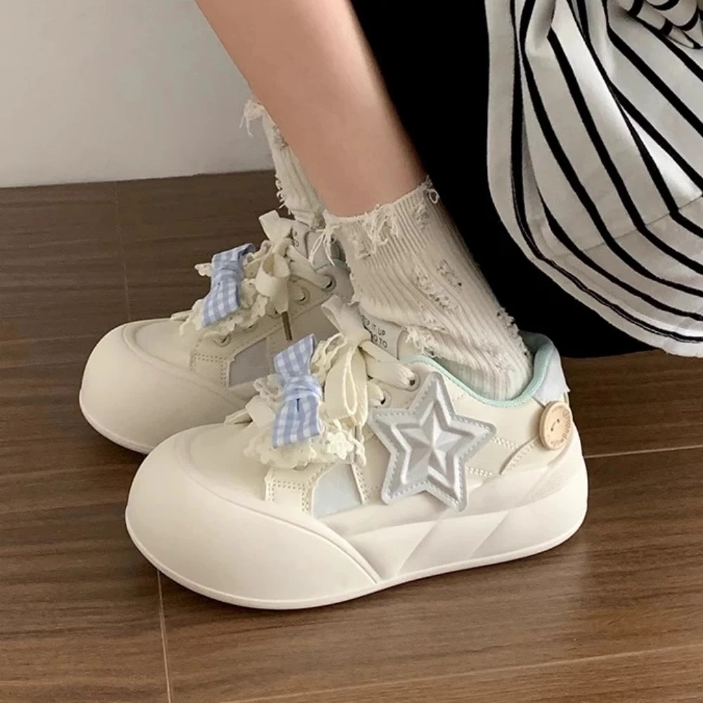 ABC 学生小白鞋女童大头鞋丑萌2025春秋款中小学生运动鞋厚底板鞋