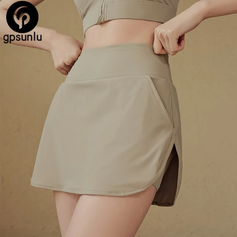 GPSUNLU运动短裙假两件半身裙女夏季速干跑步遮臀防走光透气网球