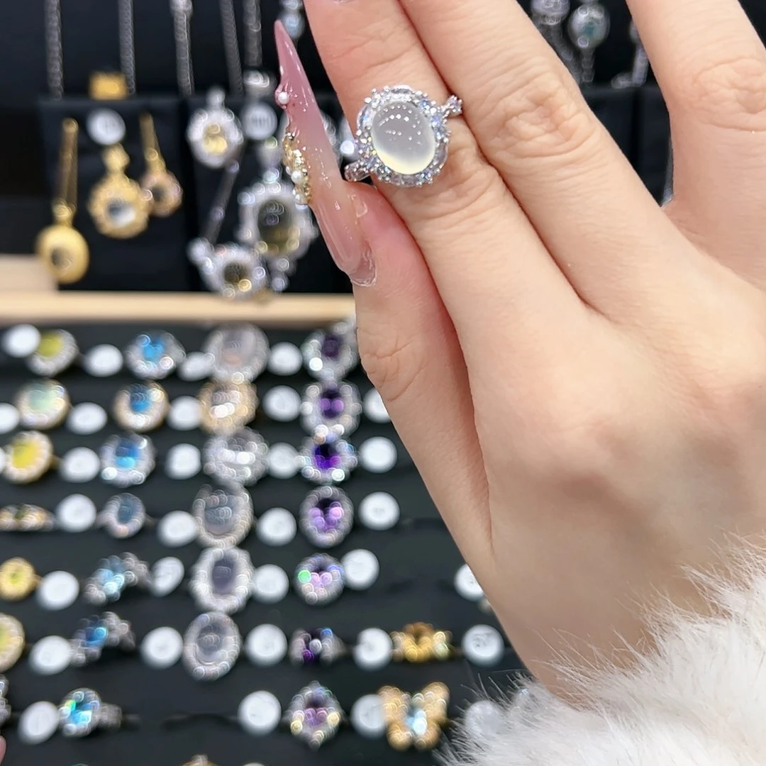 蛇纹石玉戒指银S925镶嵌重****母