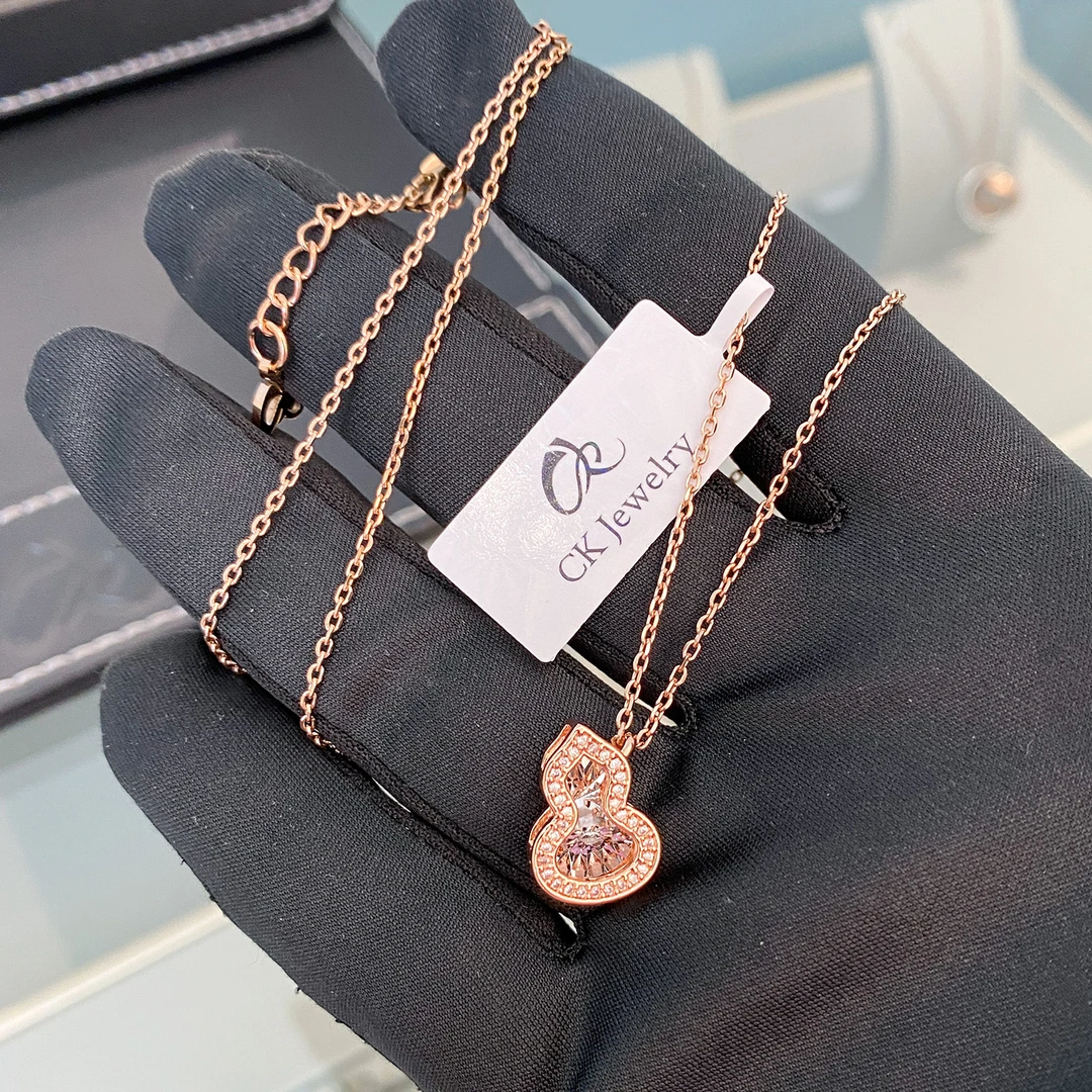 CK 钛钢锆石吊坠 轻奢灵动跳动的心葫芦吊坠女生项链女友锁骨链