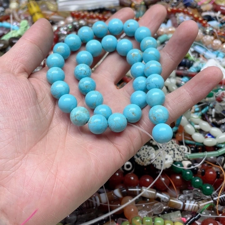 玛瑙/玉髓合金珠宝半成品一条12mm松石