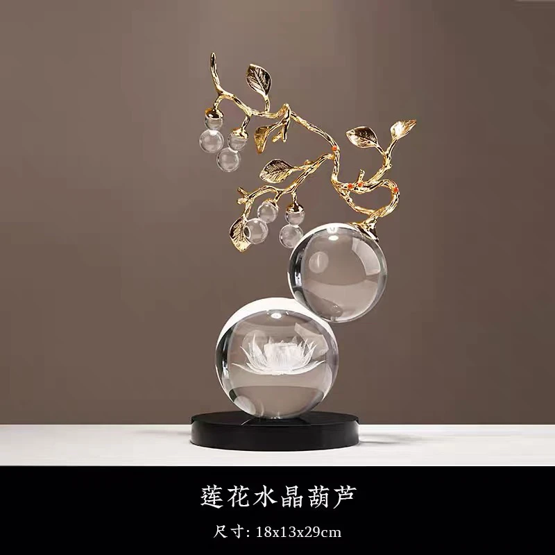 福禄双全水晶葫芦客厅玄关酒柜办公室轻奢高档装饰品乔迁送礼
