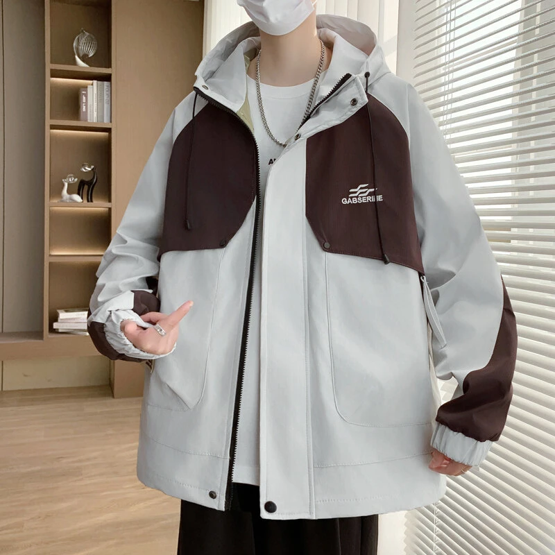 Mexican/稻草人2025春季新款工装户外夹克宽松连帽小清新男士外套